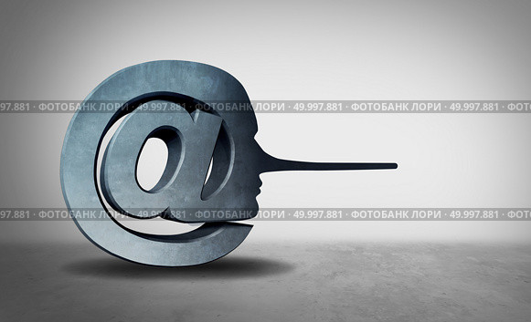 Internet fraud and security conceptual image as a computer virus and online spyware piracy hacking as an email symbol as a criminal liar as a 3D illustration. Стоковое фото, агентство Ingram Publishing / Фотобанк Лори