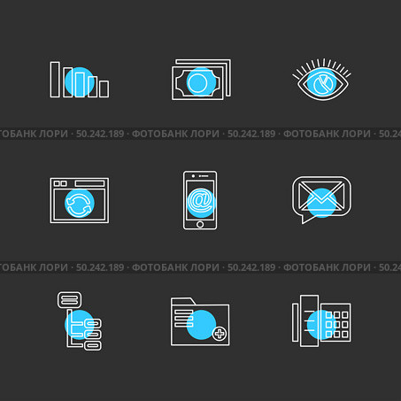 internet , signals , sports , setting , ideas ,travel , money , envelope , bulb, search ,compass , meter ,message , icon, vector, design,  flat,  collection, style, creative,  icons. Стоковая иллюстрация, агентство Ingram Publishing / Фотобанк Лори
