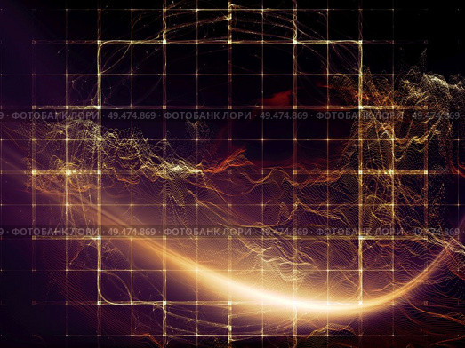 Interplay of digital elements as a metaphor of dispute between a cold machine and a living human thought, with elements transforming into an impetuous dance of computer generated patterns. Feelings of the machine series. Стоковое фото, агентство Ingram Publishing / Фотобанк Лори