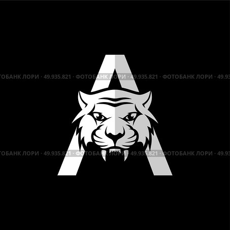 intimidating tiger front view theme logo template. intimidating tiger front view theme logo template vector. Стоковая иллюстрация, агентство Ingram Publishing / Фотобанк Лори