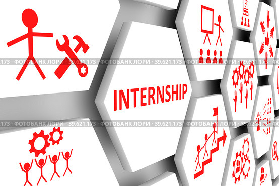 INTRENSHIP concept cell background 3d illustration. Стоковая иллюстрация, иллюстратор Максим Иванов / Фотобанк Лори
