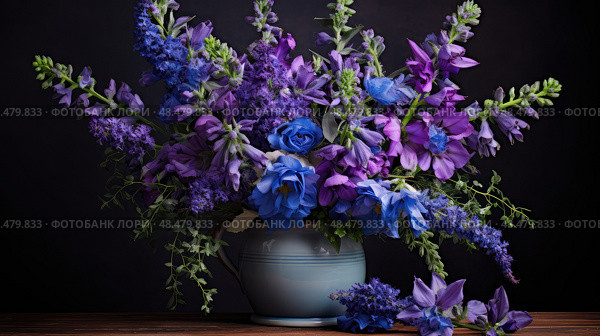 iris blue purple flowers ai generated. Стоковое AI-изображение, AI-художник Vectorwin / Фотобанк Лори