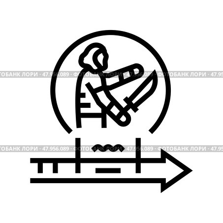 iron age human evolution line icon vector illustration. Стоковая иллюстрация, иллюстратор Vectorwin / Фотобанк Лори