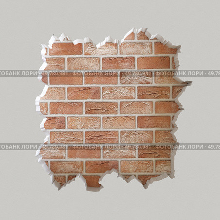 Irregular black hole in white wall with jagged edges. 3d render. Irregular black hole in white wall. Стоковое фото, агентство Ingram Publishing / Фотобанк Лори