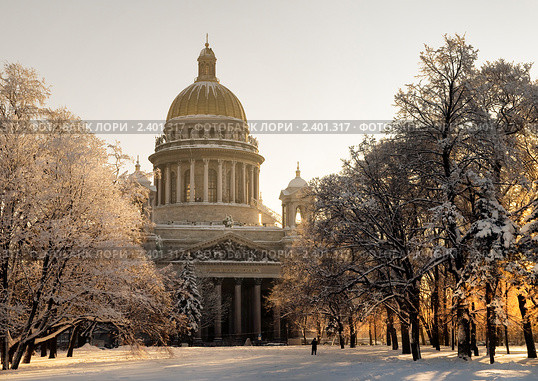 Исаакиевский собор зимой. Санкт-Петербург (2010 год). Стоковое фото, фотограф Александр Алексеев / Фотобанк Лори