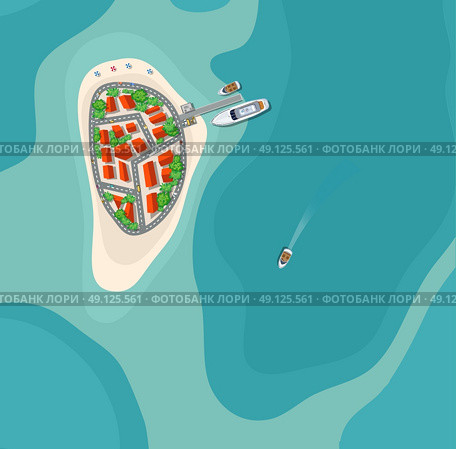 Island paradise view. Island paradise view from above. Top view island sprite. Стоковая иллюстрация, агентство Ingram Publishing / Фотобанк Лори