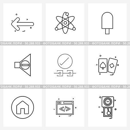 Isolated Symbols Set of 9 Simple Line Icons of ok, volume, science, speaker, audio Vector Illustration. Стоковая иллюстрация, агентство Ingram Publishing / Фотобанк Лори