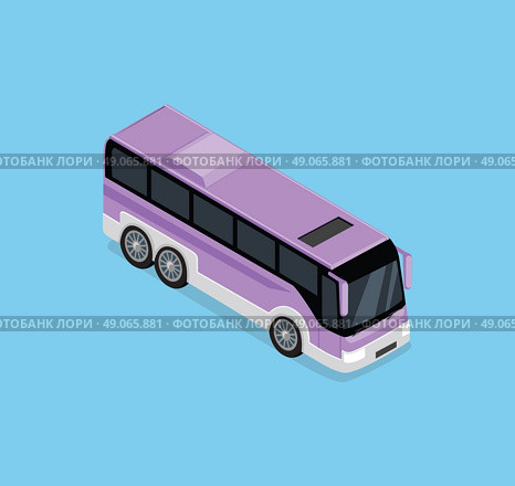 Isometric Bus Icon. Vector isometric bus. Public transportation. Isometric bus icon. Isolated isometric bus. Detailed illustration of Isometric Bus in front top view. 3D isometric bus. Modern isometric tour bus. 3d bus. Стоковая иллюстрация, агентство Ingram Publishing / Фотобанк Лори