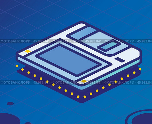 Isometric Floppy Disk. Diskette on Blue Background. Стоковая иллюстрация, иллюстратор Игорь Сорокин / Фотобанк Лори