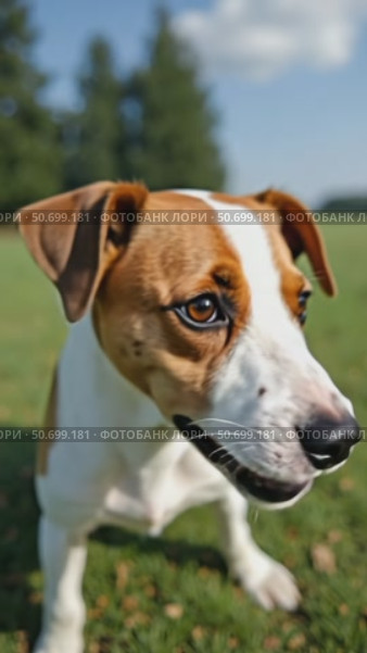 Jack Russell is Playfully Gazing at the Camera With a Big Smile. Стоковое AI-видео, аниматор Sergey Grishin / Фотобанк Лори