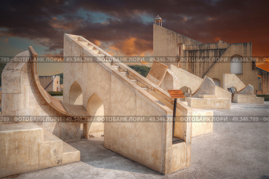 Jantar Mantar - the observatory, built in 1727-1734 gg. Rajput by Maharaja Sawai Jai Singh in which he founded shortly before the city of Jaipur. Стоковое фото, агентство Ingram Publishing / Фотобанк Лори