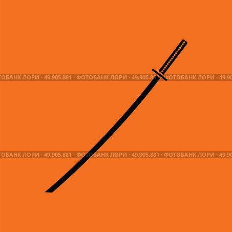 Japanese sword icon. Orange background with black. Vector illustration. Стоковая иллюстрация, агентство Ingram Publishing / Фотобанк Лори