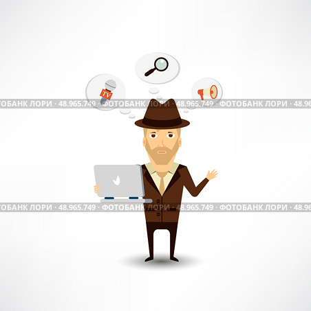 journalist thinks about working at the computer. Стоковая иллюстрация, агентство Ingram Publishing / Фотобанк Лори