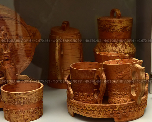Jugs of birch bark. Стоковое фото, фотограф Анна Кривицкая / Фотобанк Лори