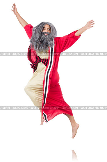 Jumping wizard isolated on white. Стоковое фото, агентство Ingram Publishing / Фотобанк Лори