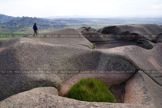 Каменные чаши наверху скалы "Булка" (2009 год). Стоковое фото, фотограф Татьяна Добровольская / Фотобанк Лори