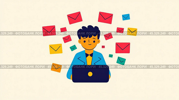 Кампании email-маркетинга: привлекательный дизайн иконок для успеха цифрового маркетинга. Стоковое AI-изображение, AI-художник ФотоИнтеллект / Фотобанк Лори