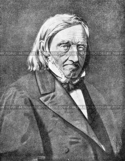 Karl Ernst Ritter von Baer Edler von Huthorn, 1792 - 1876, Russian naturalist of German origin, illustration from Plutarch of the 19 century, St. Petersburg, Russia, 1902-1903. Стоковое фото, фотограф Константин Тимофеев / Фотобанк Лори