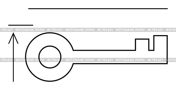Key with circular handle and notched blade next to an upward arrow, flanked by parallel horizontal lines, signifying unlocking, direction, and progression. Ideal for growth, security, advancement. Minimalist Key Design with Arrow and Horizontal Lines Conveying Direction and Unlocking Possibilities. Стоковая иллюстрация, агентство Ingram Publishing / Фотобанк Лори