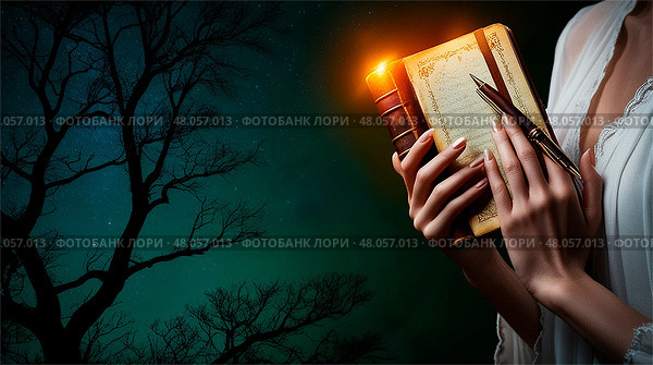 Книга мистических знаний. Стоковое AI-изображение, AI-художник Наталья Расюк / Фотобанк Лори