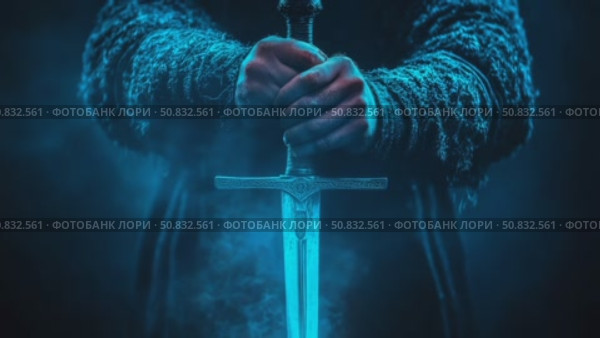 Knight's Oath: Steel Resolve in Cobalt Light. Стоковое AI-видео, аниматор Данила Большаков / Фотобанк Лори