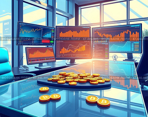 Компьютеры, биткоины и графики. Стоковое AI-изображение, AI-художник Boostport / Фотобанк Лори