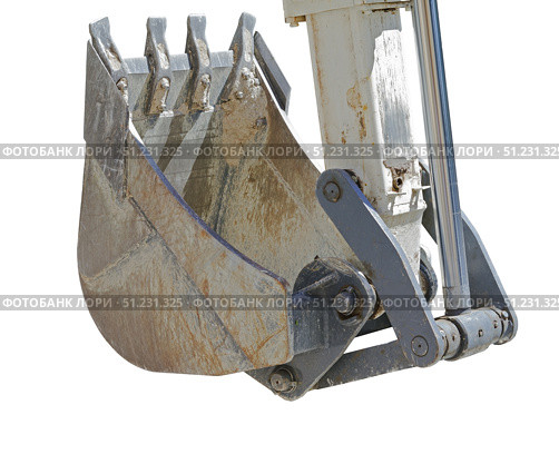 Ковш современного экскаватора на белом фоне. Bucket of a modern excavator on a white background. Стоковое фото, фотограф Татьяна Д / Фотобанк Лори