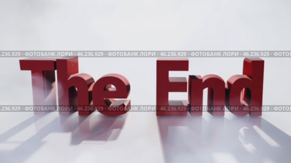 Красная надпись "The end" на белом фоне с дымом на переднем плане. Стоковое AI-видео, аниматор Анжелика Самсонова / Фотобанк Лори