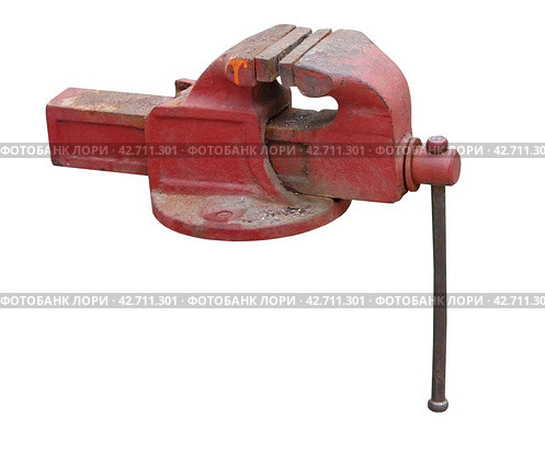 Красные тиски на белом фоне. Red vise on a white background. Стоковое фото, фотограф Татьяна Д / Фотобанк Лори
