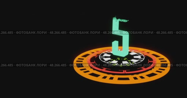 Красочная неоновая стилизация научно-фантастического обратного отсчета, от 10 до 0. От десяти до нуля. Стоковая анимация, аниматор Сергей Чубаров / Фотобанк Лори