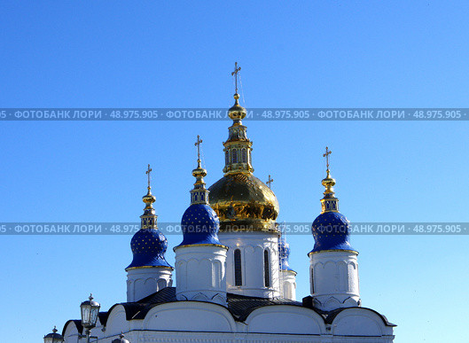 Купола Софийско-Успенского собора. Тобольск, Красная площадь, 2, строение 22. Стоковое фото, фотограф Алексей Иванов / Фотобанк Лори
