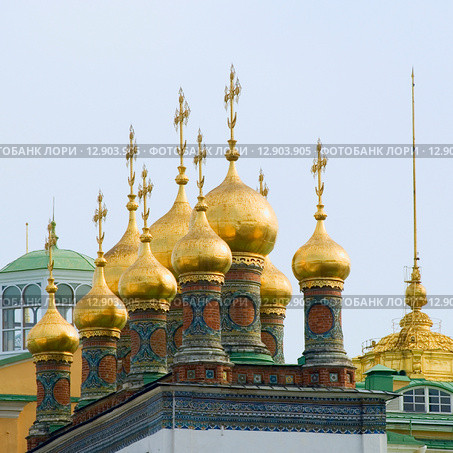 Купола теремных церквей. Московский кремль (2015 год). Стоковое фото, фотограф Александр Щепин / Фотобанк Лори