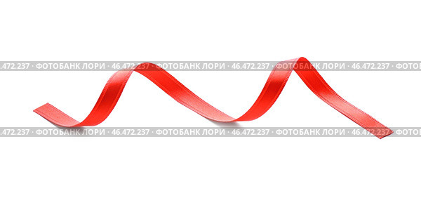 Курчавая красная лента на белом фоне. Стоковое фото, фотограф Pixel_shot / Фотобанк Лори