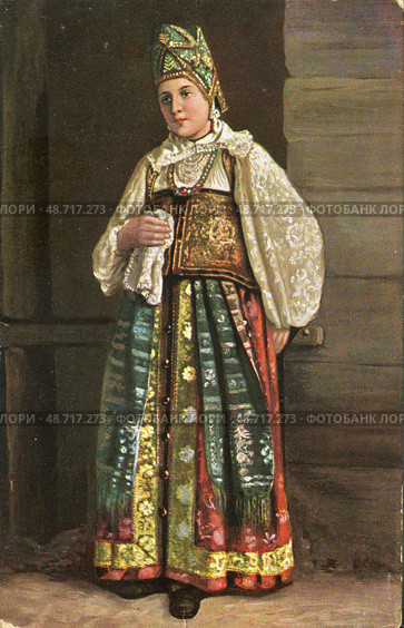 Курская мещанка, художник Г.С. Седов. Стоковая иллюстрация, иллюстратор Retro / Фотобанк Лори