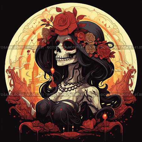 la catrina jovial skeleton death goddess dnd. Generative AI. Стоковое AI-изображение, AI-художник Ирина Ручушкина / Фотобанк Лори