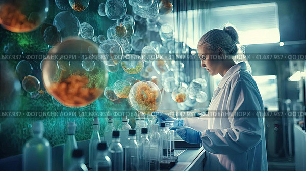 Laboratory for the Study of Living Organic Substances. Стоковое AI-изображение, AI-художник Кирилл Черезов / Фотобанк Лори