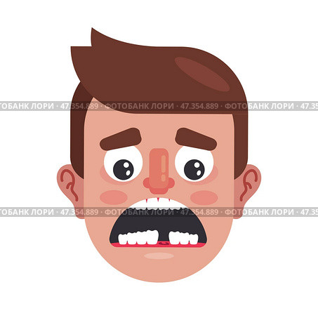 Lack of a tooth in a man's mouth. the need for tooth implantation. Стоковая иллюстрация, иллюстратор Вячеслав Беспутин / Фотобанк Лори