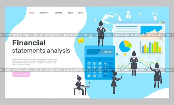 Landing page of business website, financial statements analysis, silhouettes of businesswomen, charts, pie chart, graphic, calculator. Accounting and calculations. Financial management, statistics. Landing page of business website, financial statements analysis, silhouette of businesswomen, charts. Стоковая иллюстрация, агентство Ingram Publishing / Фотобанк Лори