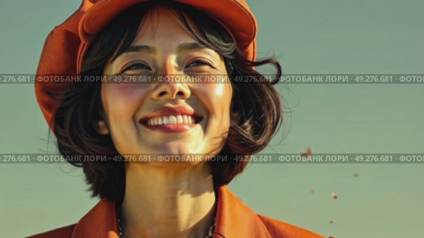 Large portrait of young smiling beautiful woman, female image. AI Generative. Стоковое AI-видео, аниматор Spirit River / Фотобанк Лори