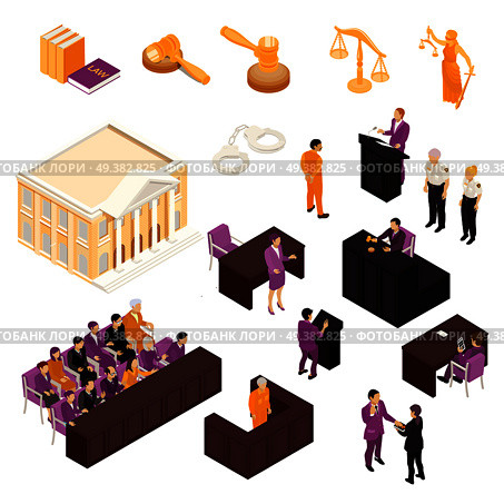 Law isometric icons collection with justice court building gavel judge witness defendant police officers isolated vector illustration . Law Set Isometric . Стоковая иллюстрация, агентство Ingram Publishing / Фотобанк Лори