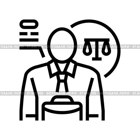 lawyer corporate law line icon vector illustration. Стоковая иллюстрация, иллюстратор Vectorwin / Фотобанк Лори