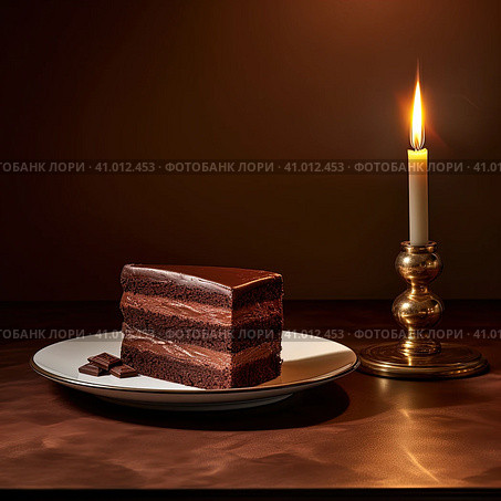 Layered Delight: Meticulously Crafted Chocolate Cake Slice – Inspired by Edward Weston. Стоковое фото, фотограф Konstantin Plotnikov / Фотобанк Лори