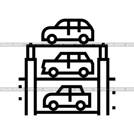 lift multilevel equipment parking line icon vector illustration. Стоковая иллюстрация, иллюстратор Vectorwin / Фотобанк Лори