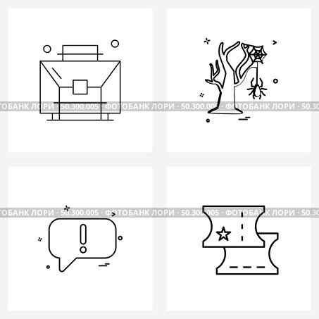 Line Icon Set of 4 Modern Symbols of investment, sms, Halloween, spider, admission Vector Illustration. Стоковая иллюстрация, агентство Ingram Publishing / Фотобанк Лори