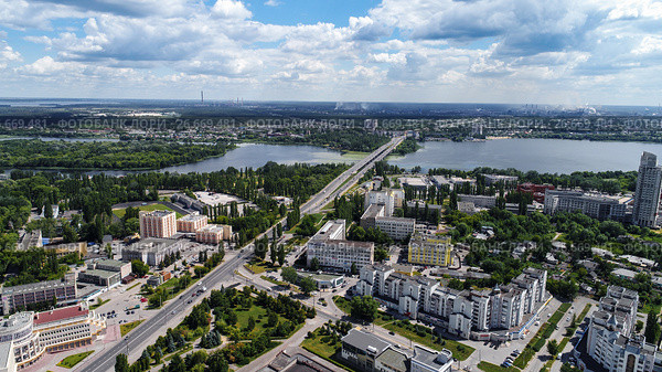 Lipetsk, Russia - July 11. 2017. Top view of city and the Voronezh river. Редакционное фото, фотограф Володина Ольга / Фотобанк Лори