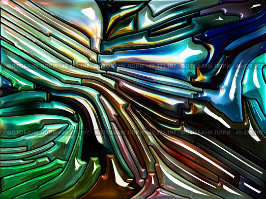 Liquid Pattern series. Background composition of  Stained glass design reminiscent of Art Nouveau on the subject of Nature, beauty and spirituality. Стоковое фото, агентство Ingram Publishing / Фотобанк Лори
