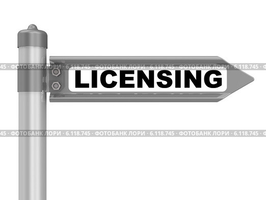 Лицензирование (licensing). Дорожный указатель. Стоковая иллюстрация, иллюстратор WalDeMarus / Фотобанк Лори