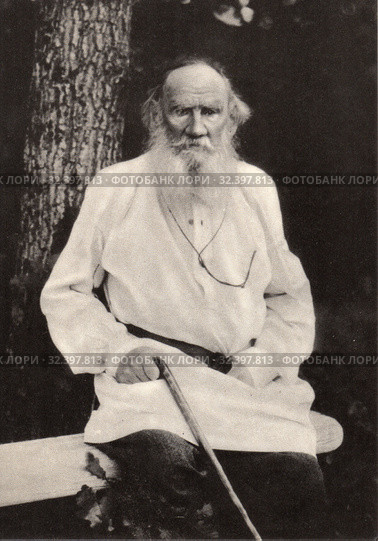 Л.Н. Толстой в селе Затишье, 1910 г. Стоковая иллюстрация, иллюстратор Владимир Чинин / Фотобанк Лори