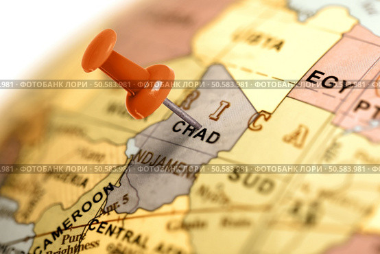 Location Chad. Red pin on the map. Стоковое фото, агентство Ingram Publishing / Фотобанк Лори