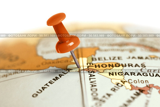 Location Guatemala. Red pin on the map. Стоковое фото, агентство Ingram Publishing / Фотобанк Лори